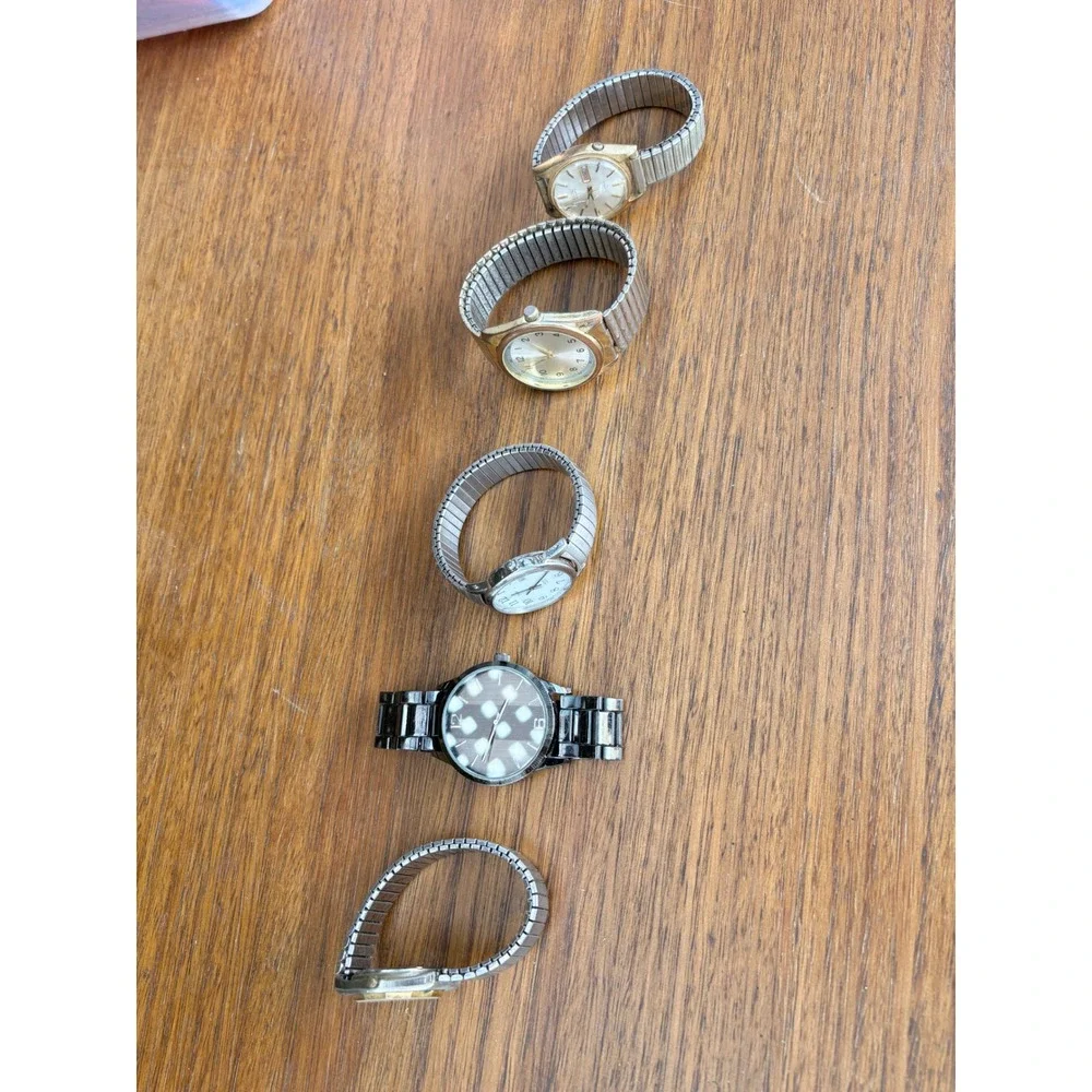 Vintage Watch Lot Seiko Timex Indiglo Jaz Paris FMD 5 Pieces For Repair